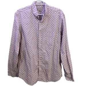 J. Crew Lavender Button-Down Shirt with Navy Geometric Print